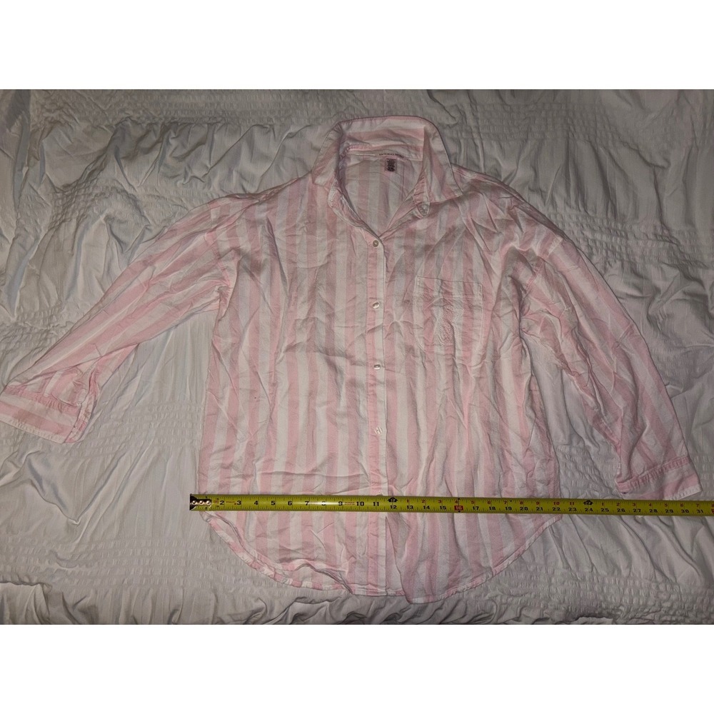 Victoria's Secret Pink White Striped Pajama Top Long Sleeve Small T04-28